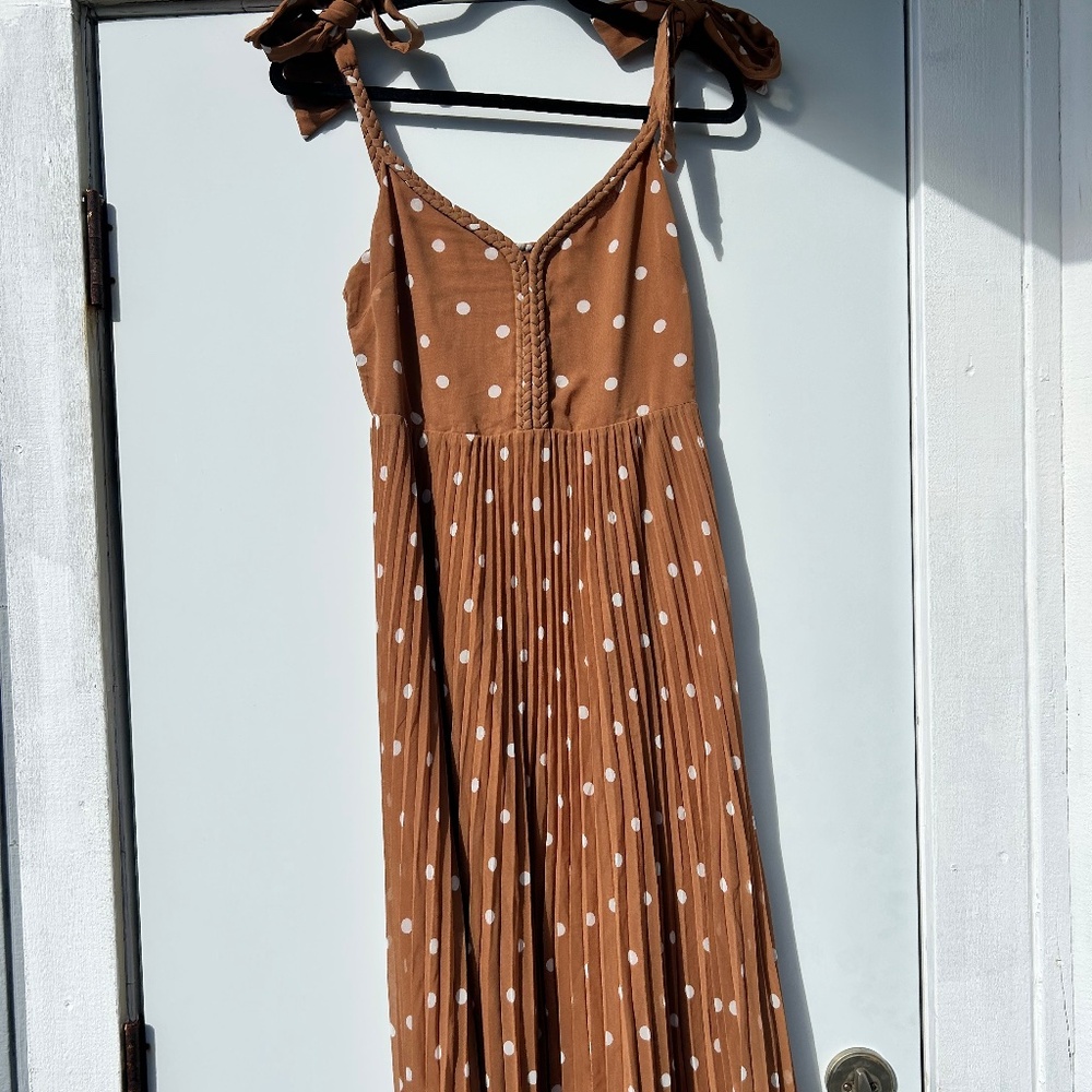 Sezane Brown Polka Dot Midi Dress